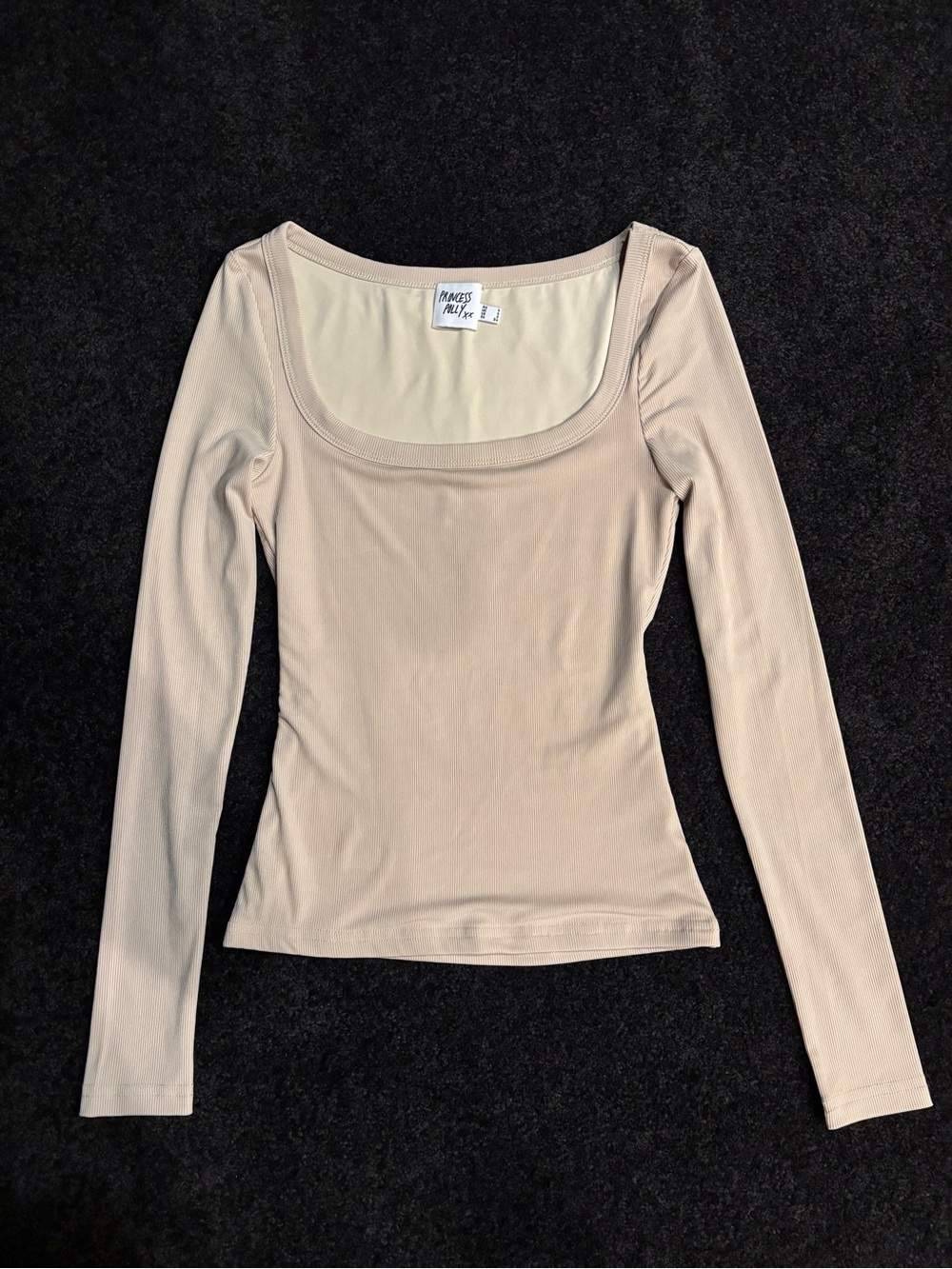 Princess Polly Beige Scoop Neck Long Sleeve Top